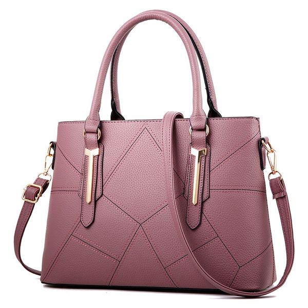 

new casual plaid bag brand women fashion stitching wild leather handbags purple