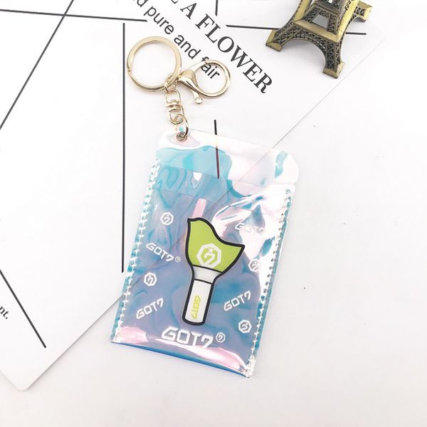 

kpop got7 keychain accessories transparent laser card holder got7 keyring pendant fans gift drop shipping, Silver