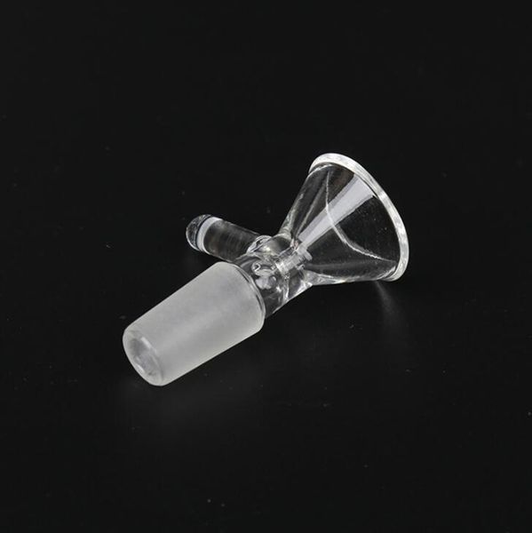 Transparente 14mm 18mm gemeinsame männliche Schnittstelle Pyrexglas handgemachter Griff Bong Rauchen Filterschale Bohrinseln Halter Behälter heißer Kuchen DHL frei