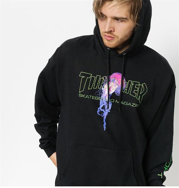 

Flame Printed Mens Designer Hoodies Colorful Jellyfish Hip Hop Styles Hoodies Fleece Spring Autumn Casual Clothes
