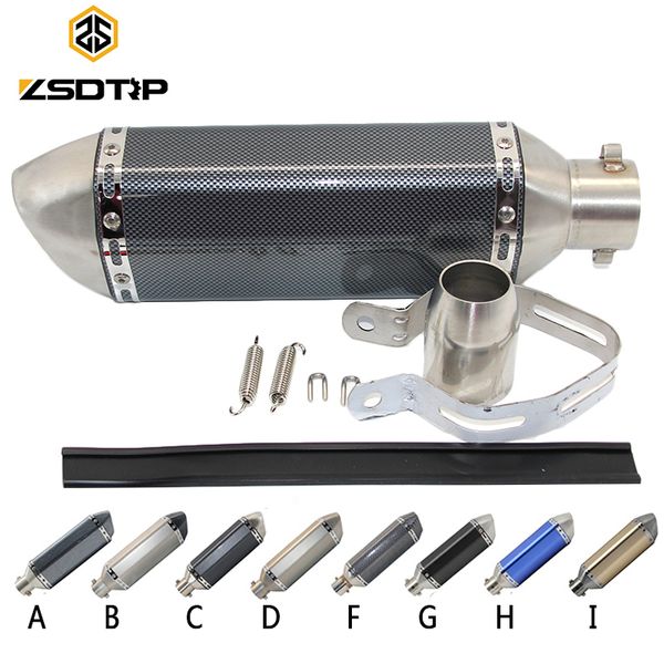 

zsdtrp universal motorcycle exhaust akrapovic escape moto muffler pipe with removable db killer gy6 cbr125 cb400 cb600 yzf