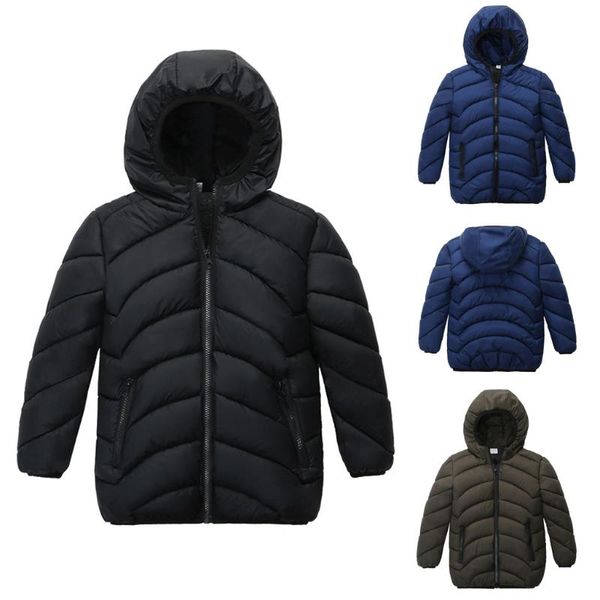

arloneet children kids boys girl winter coats jacket zip thick warm snow hoodie outwear sizes 2t long children outerwear #30, Blue;gray