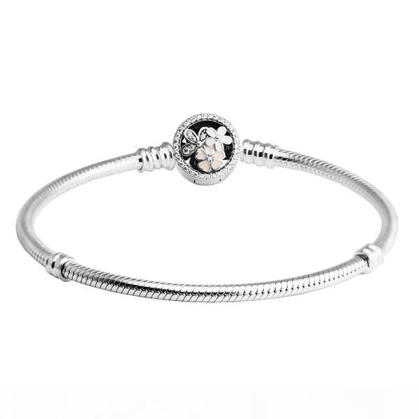 

poetic blooms bracelets with mixed enamels authentic 925 sterling silver jewelry clear crystal pave charm bracelets for women diy beads, Golden;silver