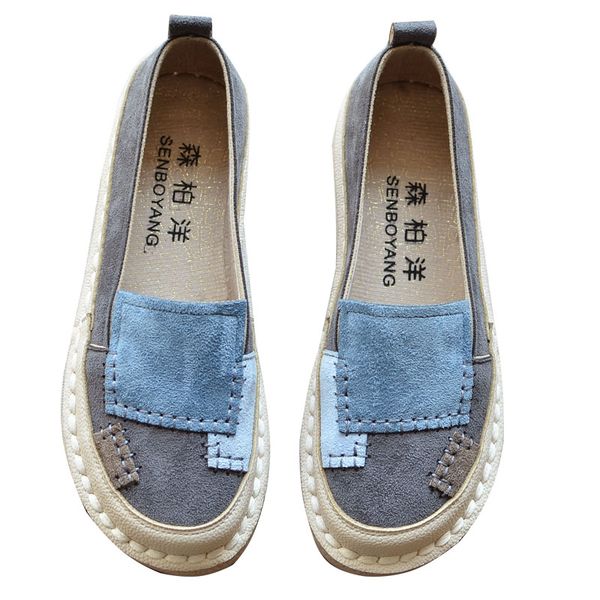 

mori literary flat single shoes 2018 new round head comfortable hand color matching casual shoes suede wild women, Black