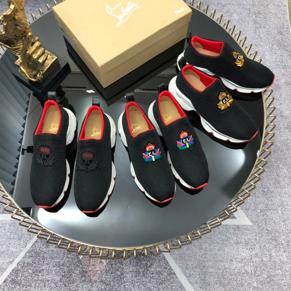 

fast delivery cl new style high-end luxury men's casual sports shoes triple men's brand men's shoes without laces platform si, Black