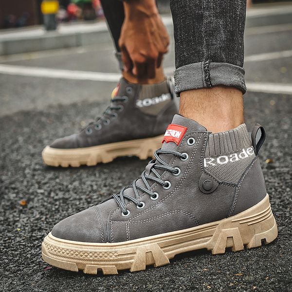 

fashion sports tooling boots men's high scrub outdoor casual walking shoes, Black