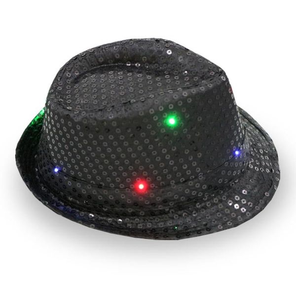

hat falshing cowboy cap light up jazz trilby fedora sequin