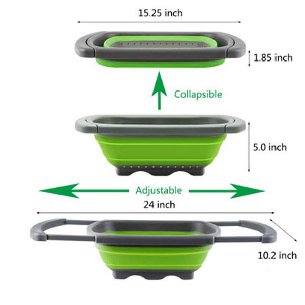 

shiooing household manufacturer's spot flexible folding drainage basketfor vegetables and fruits kitchen washing collapsible drainer