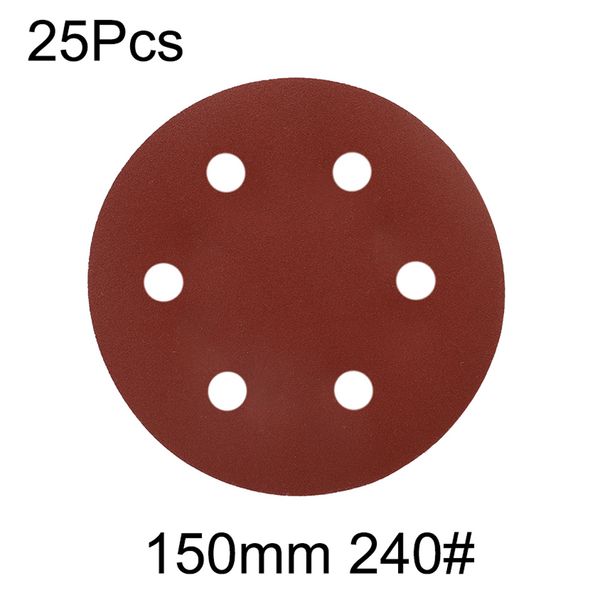 

25pcs 150mm 240 grit 6/8 holes sanding discs abrasive sandpaper sheet