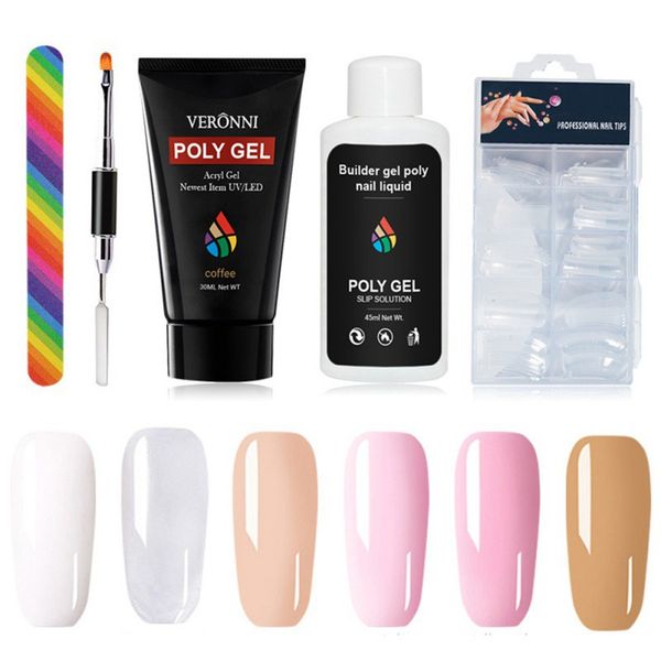 

5 pcs/set 6 colors nail extension tools manicure kit quick building nail mold tips slip solution diy art sets