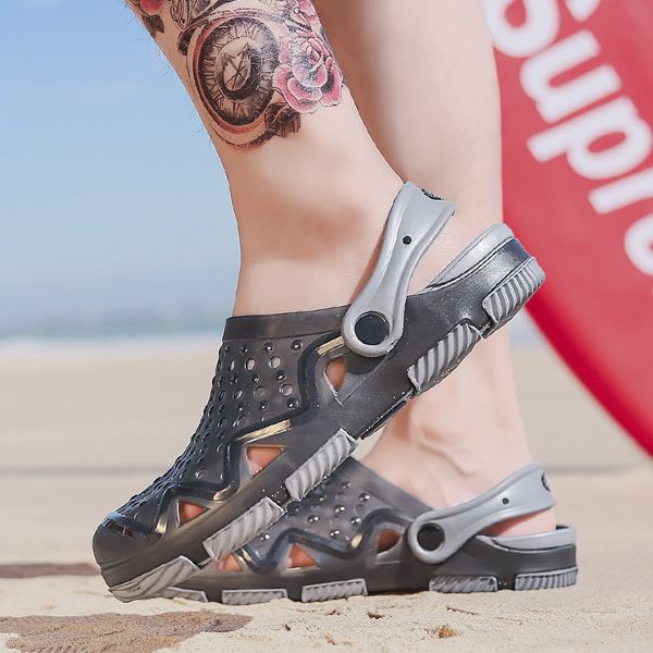 

2019 new men sandals summer flip flops slippers men outdoor beach casual shoes male sandals water shoes sandalia masculina, Black