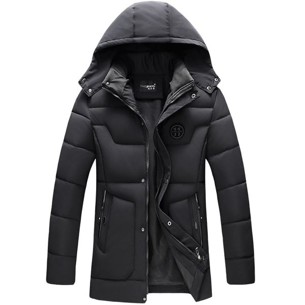 

men hooded collar winter windbreaker parkas and jacket 88, Black