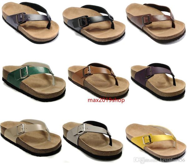 

новый стиль плоских сандалии высокого качества бренд мужской женская повседневная обувь женская летняя тапочка из натуральной кожи тапочек с