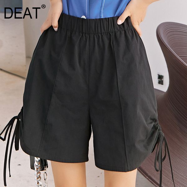 

deat] women drawstri pleated pocket wide leg shorts new high waist loose fit trousers fashion tide spring autumn 2020 13p720, White;black