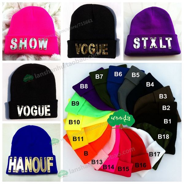 

custom caps wholesale arylic 3d letters stud rivet hip hop hat beanies knitted caps knitted hat winter for men for women