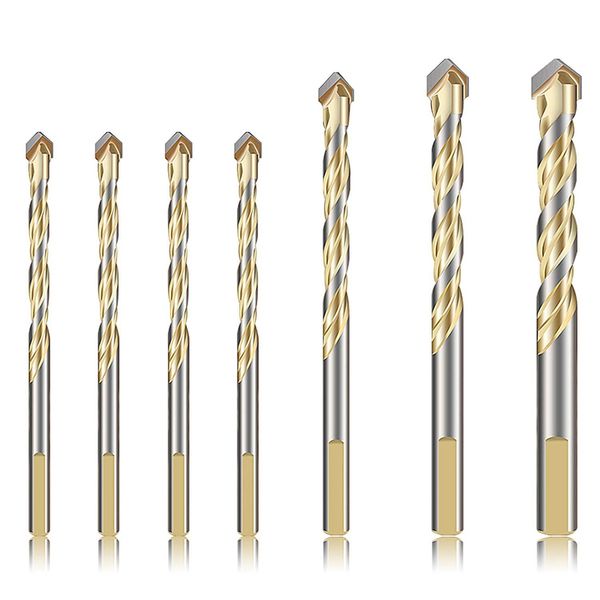 

7-piece drill bit set with storage case for drilling metal, tile, concrete, brick, glass, plastic and wood, 1/4 inch, 5/16 inch