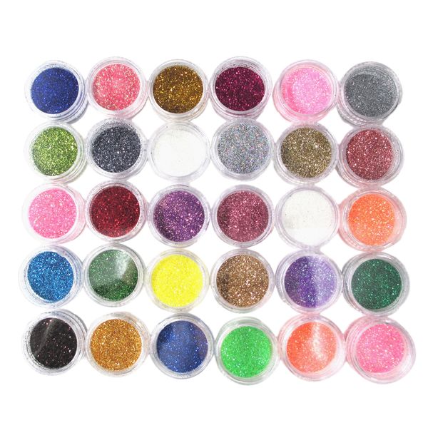 

30 color colorful sparkly glitter nail art powder manicure nail art kit