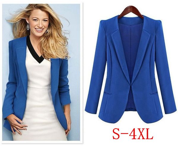 

women plus size xl 2xl 3xl 4xl womens fashion casual coat woman suits blaser feminino 2018 black blue hidden breasted, White;black