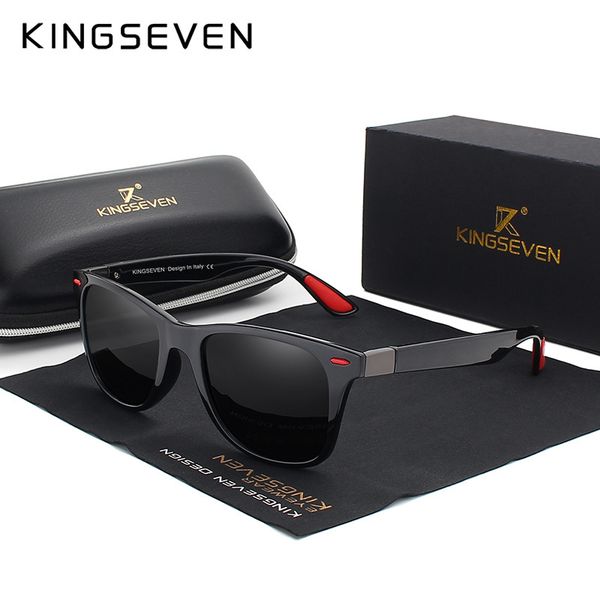 

kingseven brand classic mens polarized square sunglasses mirror lens sun glasses black frame eyewear cx200706, White;black