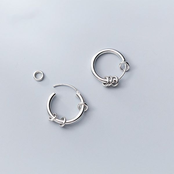 

fashion 100% 925 sterling silver small round circle hoops earrings for women korean mens black hip hop ear rings earings brincos, Golden;silver