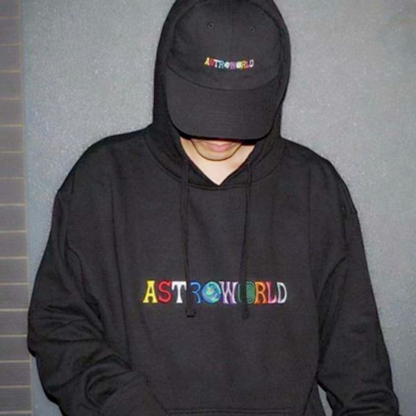 

18fw astroworld three-dimensional embroidery hoodie sweatshirts printing pullover aw new travis hoodies hfwpwy119, Black