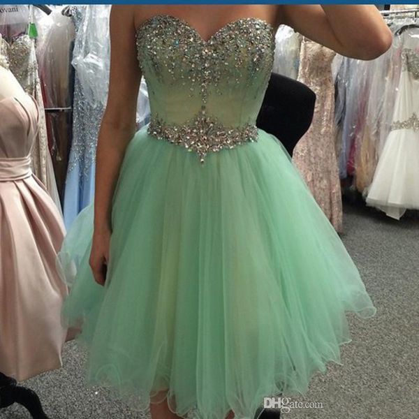 

beaded crystal graduation dresses with sweetheart neckline 2020 knee length homecoming dress lace up prom gowns custom made, Blue;pink