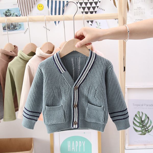 

ba soft home kids kids' sweater new style autumn & winter korean-style childrenswear men and women children cardigan solid color, Blue