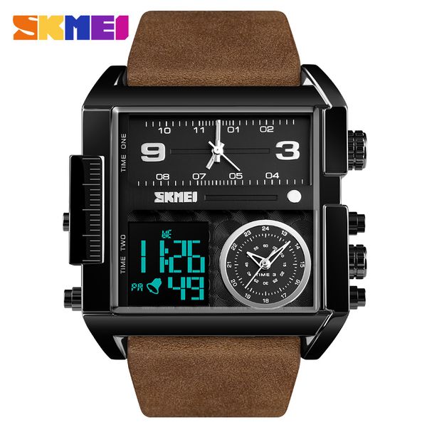 

skmei luxury men quartz digital sports watches fashion analog watch clock men waterproof relogio masculino, Slivery;brown