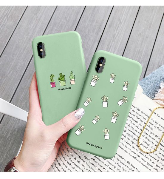 

cartoon cactus pattern phone cover for iphone 11 pro x xr xs max 6s 7 8 7plus soft silicone tpu back case fitted cover for samsung