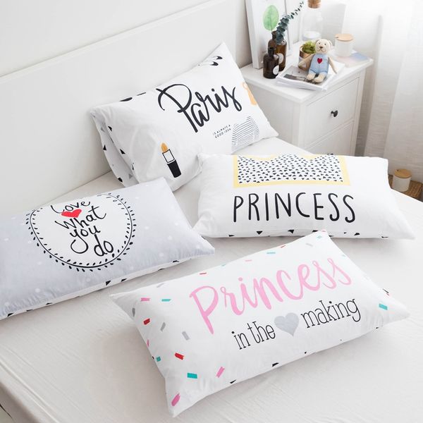 

2pcs nordic cotton pillowcase kids cartoon girls boys bedroom decorative nordic style pillowslip children gift no inner 48x74cm pillow case