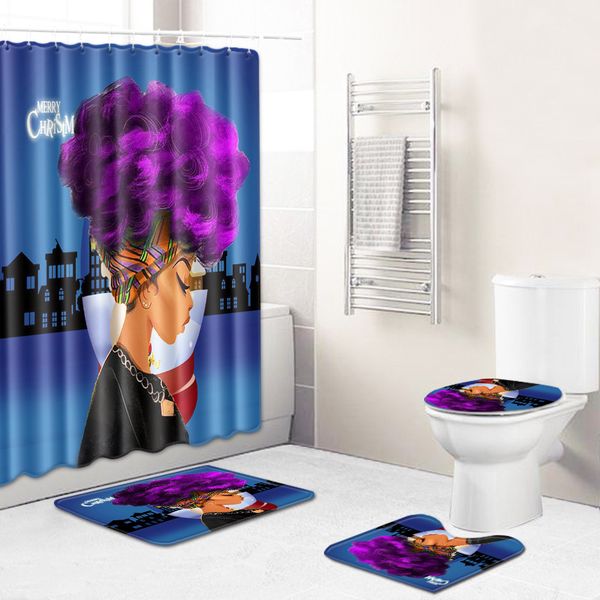 

12african women's new creative shower curtain from europe and the united states cross border goods wholesale to map customized toilet c