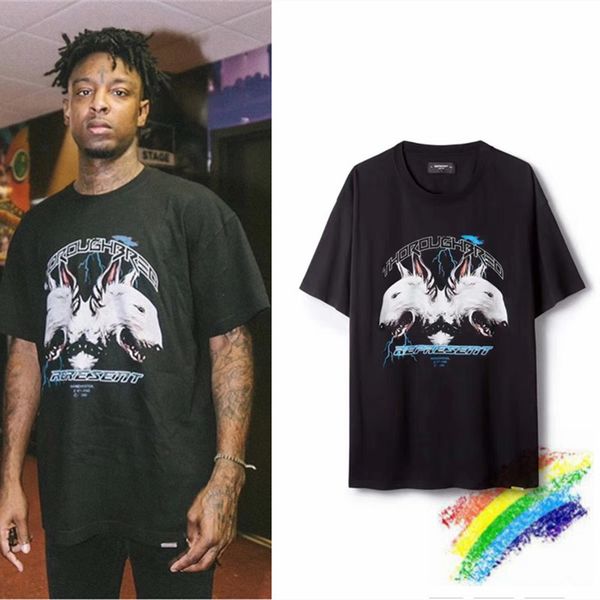 

oversized represent19aw thoroughbred t-shirt mens t shirt men women casual represent tees, White;black