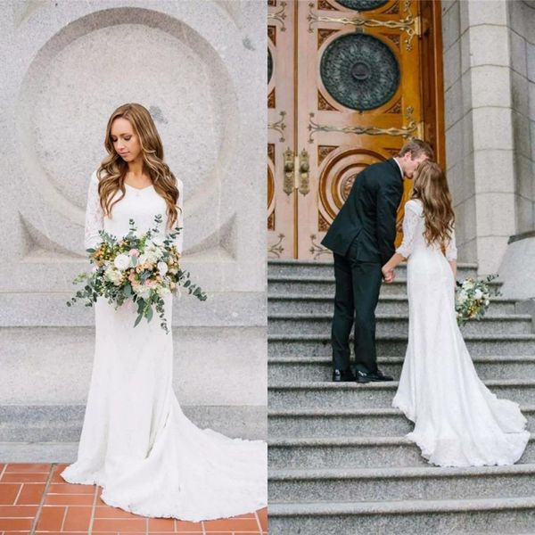 

винтажные свадебные платья сельской местности с длинными рукавами bohemian кружева шифона свадебные платья 2020 свадебное платье на заказ bm, White