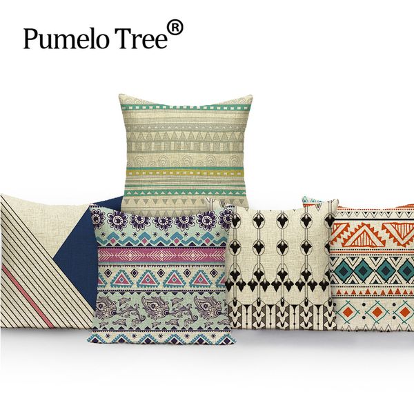 

geometric square colorful home cushion decorative soft seat car covers linen scandinavian nice pure fresh suit cushion almohada