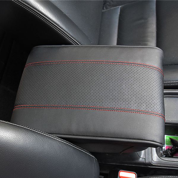 

leather car armrest cushion pad universal black center console auto seat armrests box protection cover hand increase supports