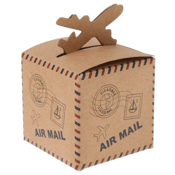 

50 x vintage air plane pattern candy boxes baby shower wedding favor