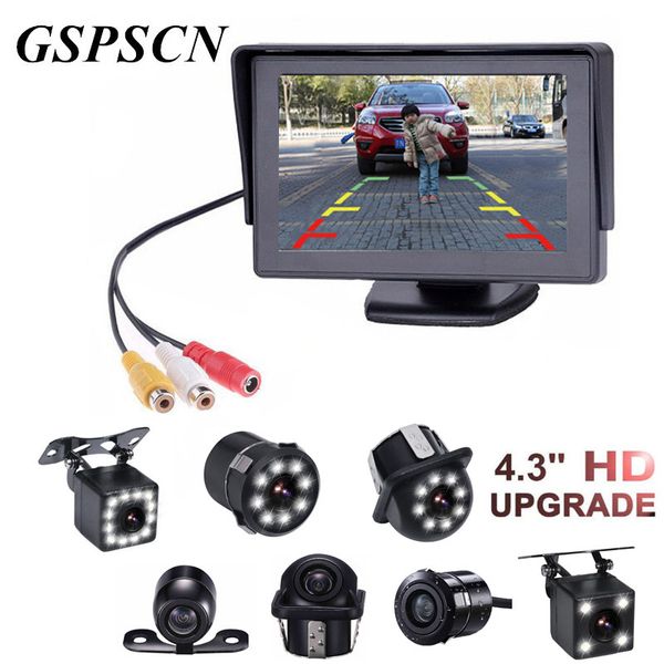 

car auto parking assistance ccd rear view camera with auxiliary guiding line backup parking + hd 4.3"color lcd car monitor