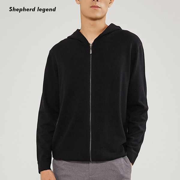 

men 100% merino cashmere men's jacket long sleeve men's zipper coat teen hoodie black sweater men knitted loose sweater, White;black