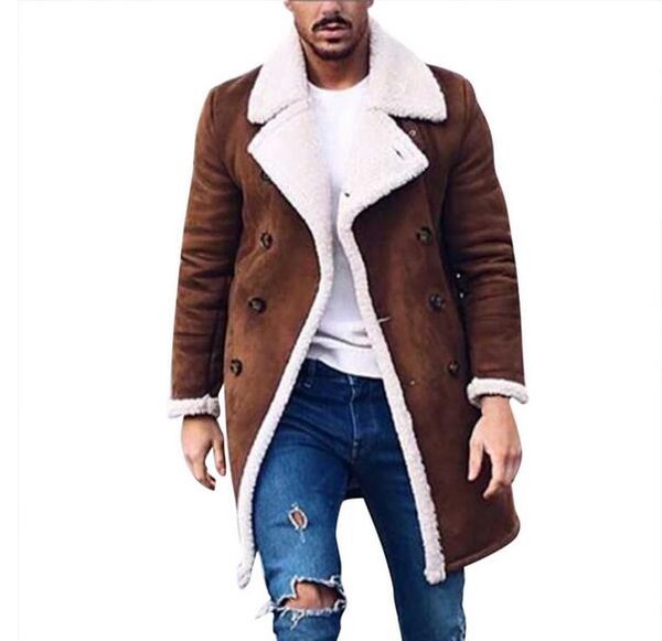 

men's wool warm winter trench long outwear button smart overcoat coats waterproof windproof winter jacket men, Black;brown