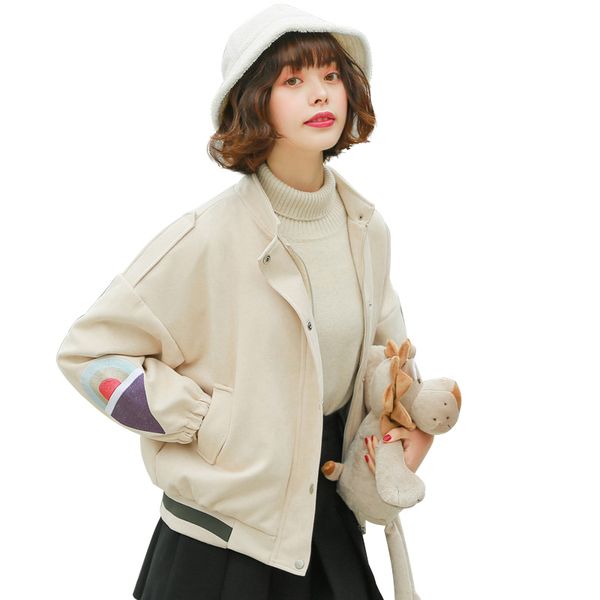 

women coats and jackets spring and autumn short baseball coat female students korean 2019 new loose jacket tide, Black;brown