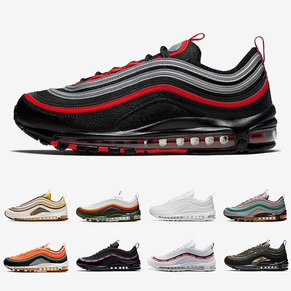 

2020 bred 97 mens running shoes mschf x inri jesus undefeated undftd olive triple black 97s team red men women sports sneakers 36-45