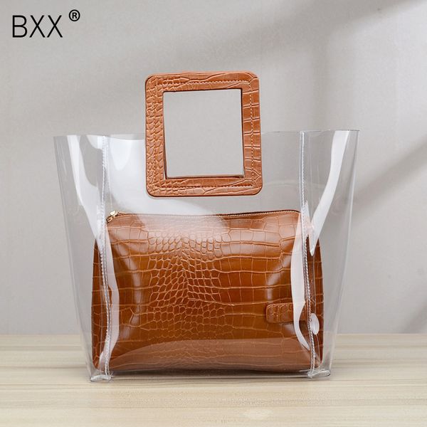 

bxx] 2020 new transparent pvc lady bag jelly multicolor handbag large capacity composite bag wc461