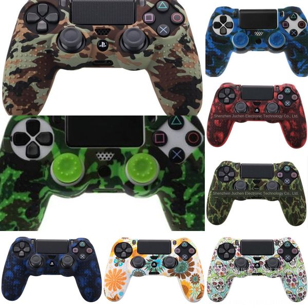 

s7rhc 2020 thumbsticks 3-in-1 противоскользящая мягкая камуфляжная силиконовая крышка кожный чехол + 2 новых колпачка для pro ps4 slim contr