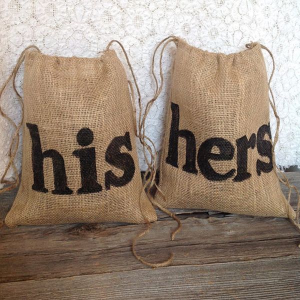 

2pcs burlap his hers dollar dance bags drawstring bag wedding gift bags