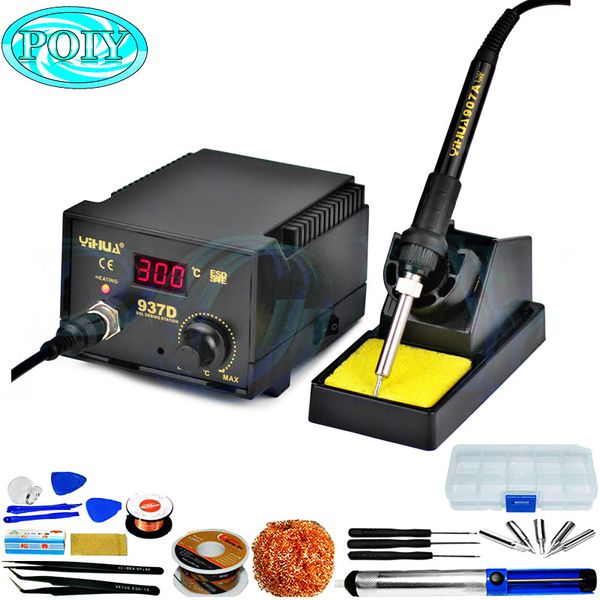 

yihua 937d 110v/220v 45w temperature control digital soldering station rework stations pluggable air gun
