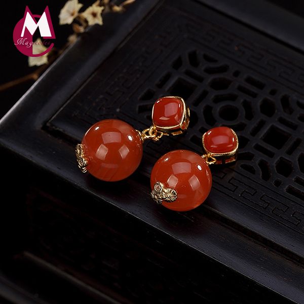 

fashion mosaic stone dangle earring 100% 925 sterling silver jewelry women trendy tassel drop wedding earring jewelry 2019 e03, Golden;silver