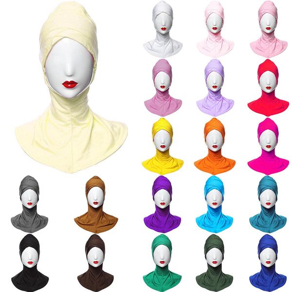 

adjustable high elastic head wraped comfortable hijabs full cover head inner cap women hijab scarfs solid muslim fashion turban, Red
