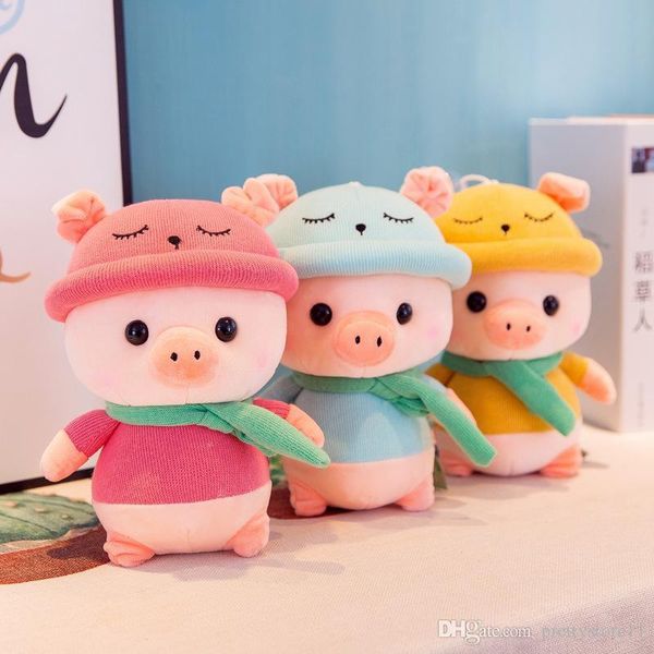 

cute xmas sell stuffed toys cartoon hooded pig doll doll kawaii sleeping pillow pig doll plush toy for children birthday gifts 3 sizes