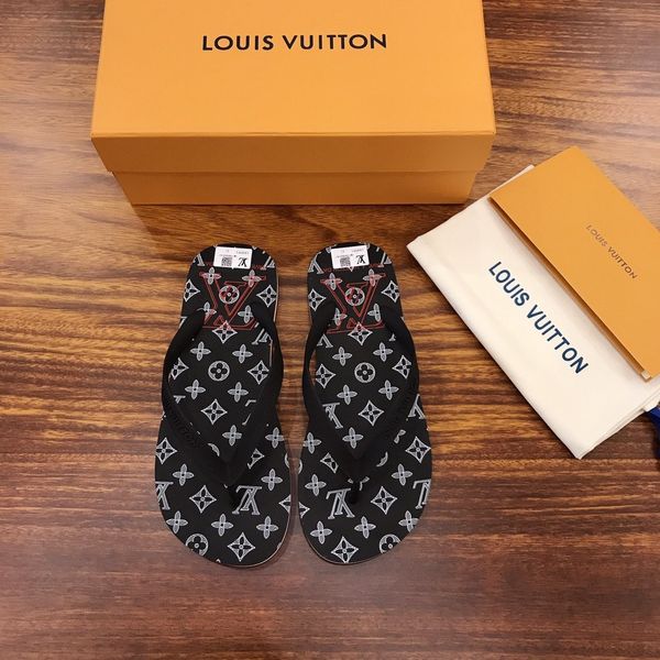 

2020 style high-end luxury men's flip-flops slippers beach shoes casual shoes triple fashiondesigner men's shoes classic vintage p, Black