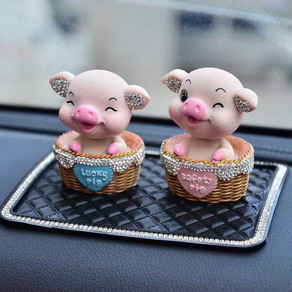 

car decoration cute shake head piggy diamond female doll car creative decoration interior